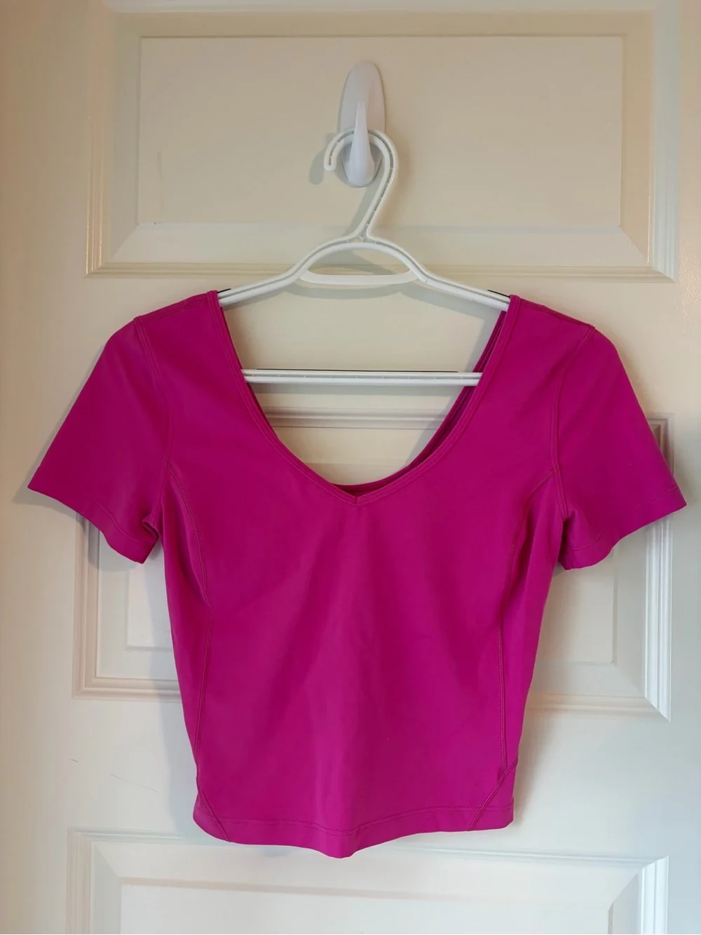 lululemon athletica align Short Sleeve V-Neck Crop Top - Magenta Pink